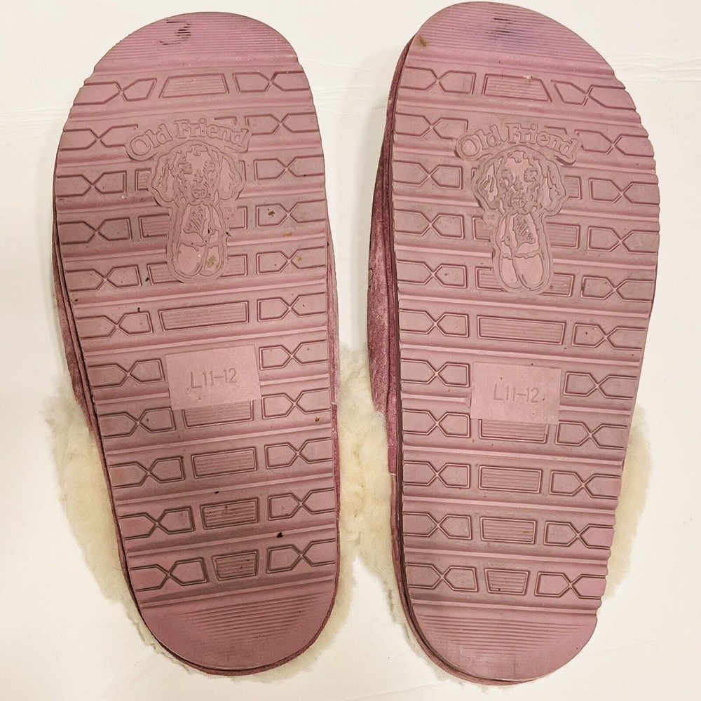 Old Friend purplish gen sheepskin suede leather Soft Clog house Slippers XXL - Picture 3 of 12